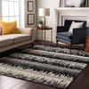 Piper Looms Mayfield Stripes AMF1013 Black Machine Washable Area Rug Lifestyle Image Feature