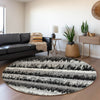 Piper Looms Mayfield Stripes AMF1013 Black Machine Washable Area Rug Round Lifestyle Image Feature