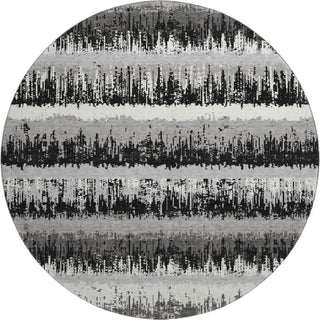 Piper Looms Mayfield Stripes AMF1013 Black Machine Washable Area Rug Round Main Image