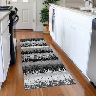 Piper Looms Mayfield Stripes AMF1013 Black Machine Washable Area Rug Runner Lifestyle Image Feature