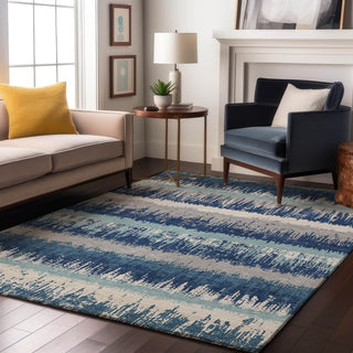 Piper Looms Mayfield Stripes AMF1013 Blue Machine Washable Area Rug Lifestyle Image Feature