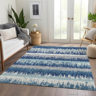 Piper Looms Mayfield Stripes AMF1013 Blue Machine Washable Area Rug Lifestyle Image Feature
