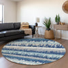 Piper Looms Mayfield Stripes AMF1013 Blue Machine Washable Area Rug Round Lifestyle Image Feature