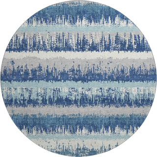 Piper Looms Mayfield Stripes AMF1013 Blue Machine Washable Area Rug Round Main Image