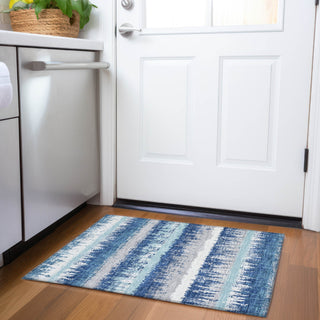 Piper Looms Mayfield Stripes AMF1013 Blue Machine Washable Area Rug Scatter Lifestyle Image Feature
