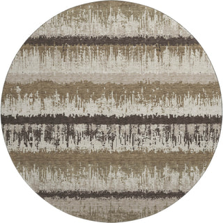 Piper Looms Mayfield Stripes AMF1013 Brown Machine Washable Area Rug Round Main Image
