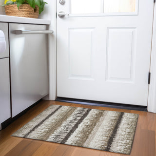 Piper Looms Mayfield Stripes AMF1013 Brown Machine Washable Area Rug Scatter Lifestyle Image Feature