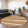 Piper Looms Mayfield Stripes AMF1013 Copper Machine Washable Area Rug Round Lifestyle Image Feature