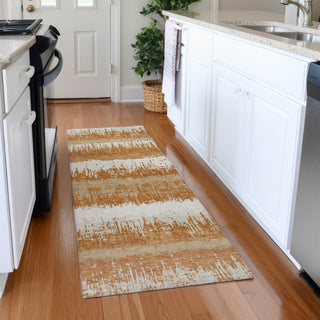 Piper Looms Mayfield Stripes AMF1013 Copper Machine Washable Area Rug Runner Lifestyle Image Feature