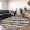 Piper Looms Mayfield Stripes AMF1013 Gray Machine Washable Area Rug Round Lifestyle Image Feature