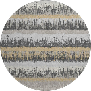 Piper Looms Mayfield Stripes AMF1013 Gray Machine Washable Area Rug Round Main Image