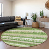Piper Looms Mayfield Stripes AMF1013 Green Machine Washable Area Rug Round Lifestyle Image Feature