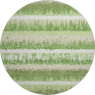 Piper Looms Mayfield Stripes AMF1013 Green Machine Washable Area Rug Round Main Image
