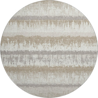 Piper Looms Mayfield Stripes AMF1013 Ivory Machine Washable Area Rug Round Main Image