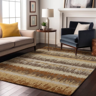 Piper Looms Mayfield Stripes AMF1013 Mocha Machine Washable Area Rug Lifestyle Image Feature
