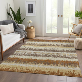 Piper Looms Mayfield Stripes AMF1013 Mocha Machine Washable Area Rug Lifestyle Image Feature