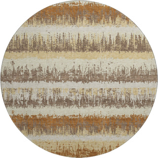 Piper Looms Mayfield Stripes AMF1013 Mocha Machine Washable Area Rug Round Main Image