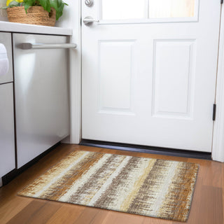 Piper Looms Mayfield Stripes AMF1013 Mocha Machine Washable Area Rug Scatter Lifestyle Image Feature