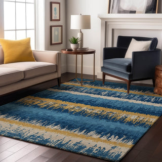 Piper Looms Mayfield Stripes AMF1013 Navy Machine Washable Area Rug Lifestyle Image Feature