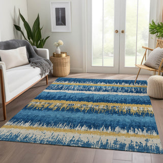 Piper Looms Mayfield Stripes AMF1013 Navy Machine Washable Area Rug Lifestyle Image Feature