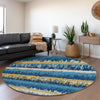 Piper Looms Mayfield Stripes AMF1013 Navy Machine Washable Area Rug Round Lifestyle Image Feature