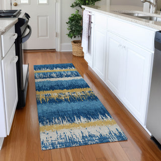 Piper Looms Mayfield Stripes AMF1013 Navy Machine Washable Area Rug Runner Lifestyle Image Feature