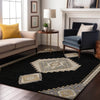 Piper Looms Mayfield Oriental AMF1014 Black Machine Washable Area Rug Lifestyle Image Feature