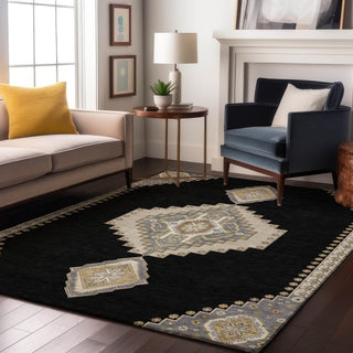 Piper Looms Mayfield Oriental AMF1014 Black Machine Washable Area Rug Lifestyle Image Feature