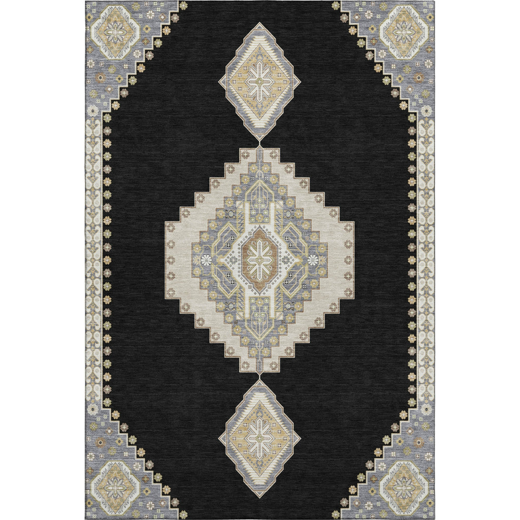 Piper Looms Mayfield Oriental AMF1014 Black Machine Washable Area Rug main image