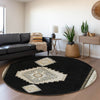 Piper Looms Mayfield Oriental AMF1014 Black Machine Washable Area Rug Round Lifestyle Image Feature