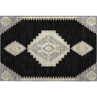 Piper Looms Mayfield Oriental AMF1014 Black Machine Washable Area Rug Scatter Main Image