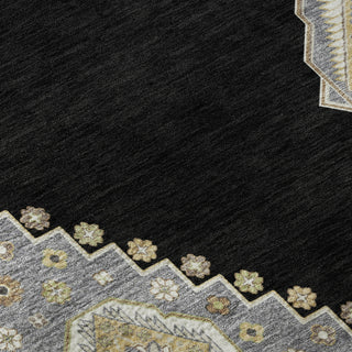 Piper Looms Mayfield Oriental AMF1014 Black Machine Washable Area Rug Swatch Image