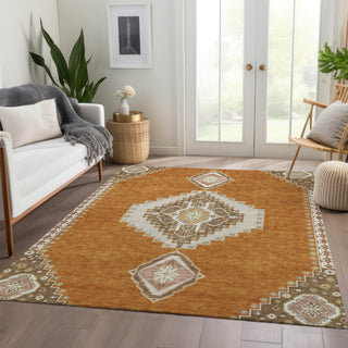 Piper Looms Mayfield Oriental AMF1014 Copper Machine Washable Area Rug Lifestyle Image Feature