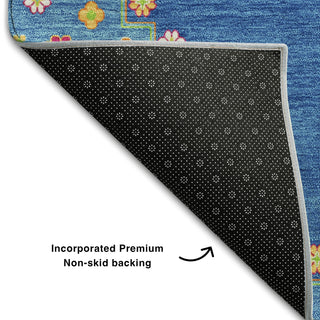 Piper Looms Mayfield Oriental AMF1014 Denim Machine Washable Area Rug Backing Image
