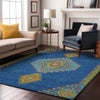 Piper Looms Mayfield Oriental AMF1014 Denim Machine Washable Area Rug Lifestyle Image Feature