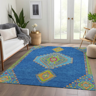 Piper Looms Mayfield Oriental AMF1014 Denim Machine Washable Area Rug Lifestyle Image Feature