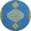 Piper Looms Mayfield Oriental AMF1014 Denim Machine Washable Area Rug Round Main Image