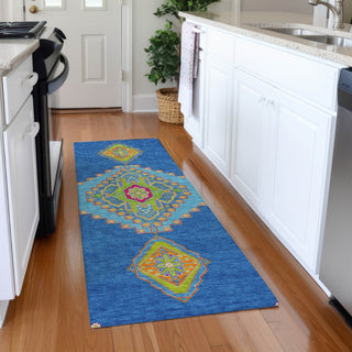 Piper Looms Mayfield Oriental AMF1014 Denim Machine Washable Area Rug Runner Lifestyle Image Feature