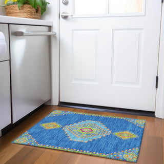 Piper Looms Mayfield Oriental AMF1014 Denim Machine Washable Area Rug Scatter Lifestyle Image Feature