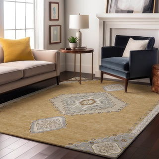 Piper Looms Mayfield Oriental AMF1014 Gold Machine Washable Area Rug Lifestyle Image Feature