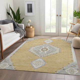Piper Looms Mayfield Oriental AMF1014 Gold Machine Washable Area Rug Lifestyle Image Feature