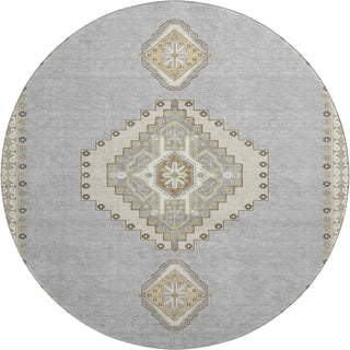 Piper Looms Mayfield Oriental AMF1014 Gray Machine Washable Area Rug Round Main Image