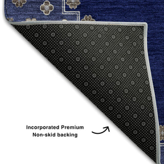 Piper Looms Mayfield Oriental AMF1014 Navy Machine Washable Area Rug Backing Image