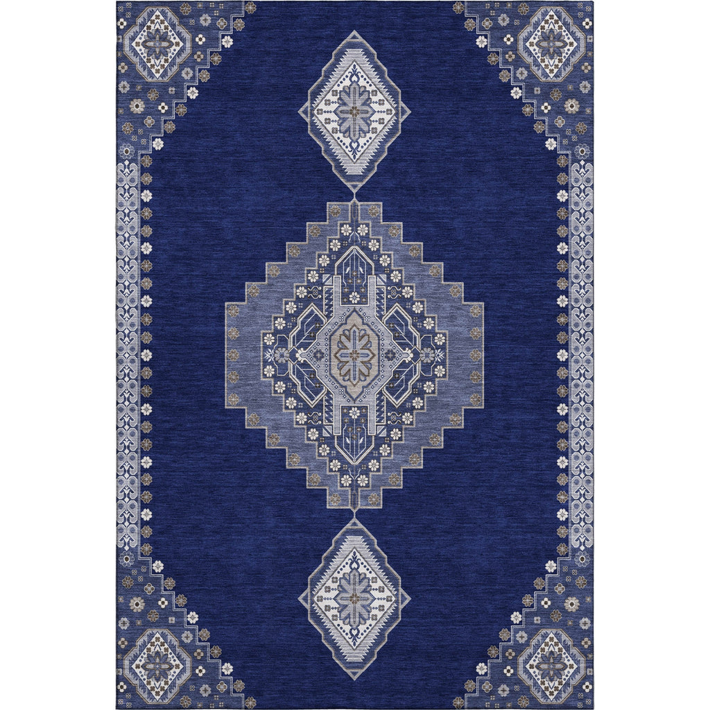 Piper Looms Mayfield Oriental AMF1014 Navy Machine Washable Area Rug main image