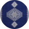 Piper Looms Mayfield Oriental AMF1014 Navy Machine Washable Area Rug Round Main Image