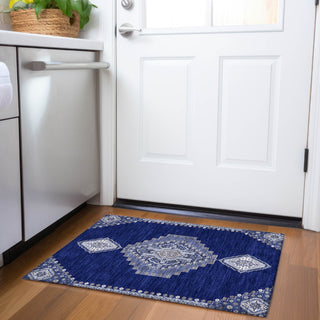 Piper Looms Mayfield Oriental AMF1014 Navy Machine Washable Area Rug Scatter Lifestyle Image Feature