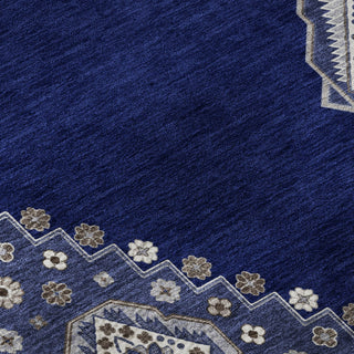 Piper Looms Mayfield Oriental AMF1014 Navy Machine Washable Area Rug Swatch Image