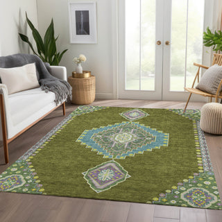 Piper Looms Mayfield Oriental AMF1014 Olive Machine Washable Area Rug Lifestyle Image Feature