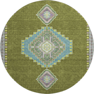 Piper Looms Mayfield Oriental AMF1014 Olive Machine Washable Area Rug Round Main Image