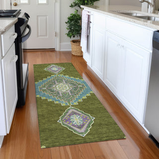 Piper Looms Mayfield Oriental AMF1014 Olive Machine Washable Area Rug Runner Lifestyle Image Feature